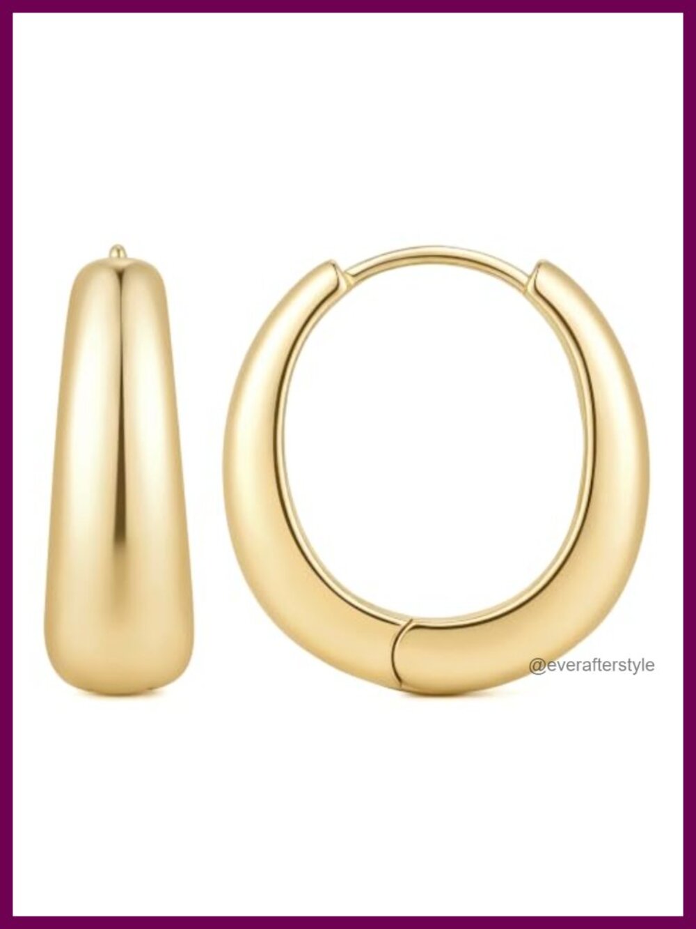 14K Gold Plated Chunky Hoop Earrings for Women Click Secure